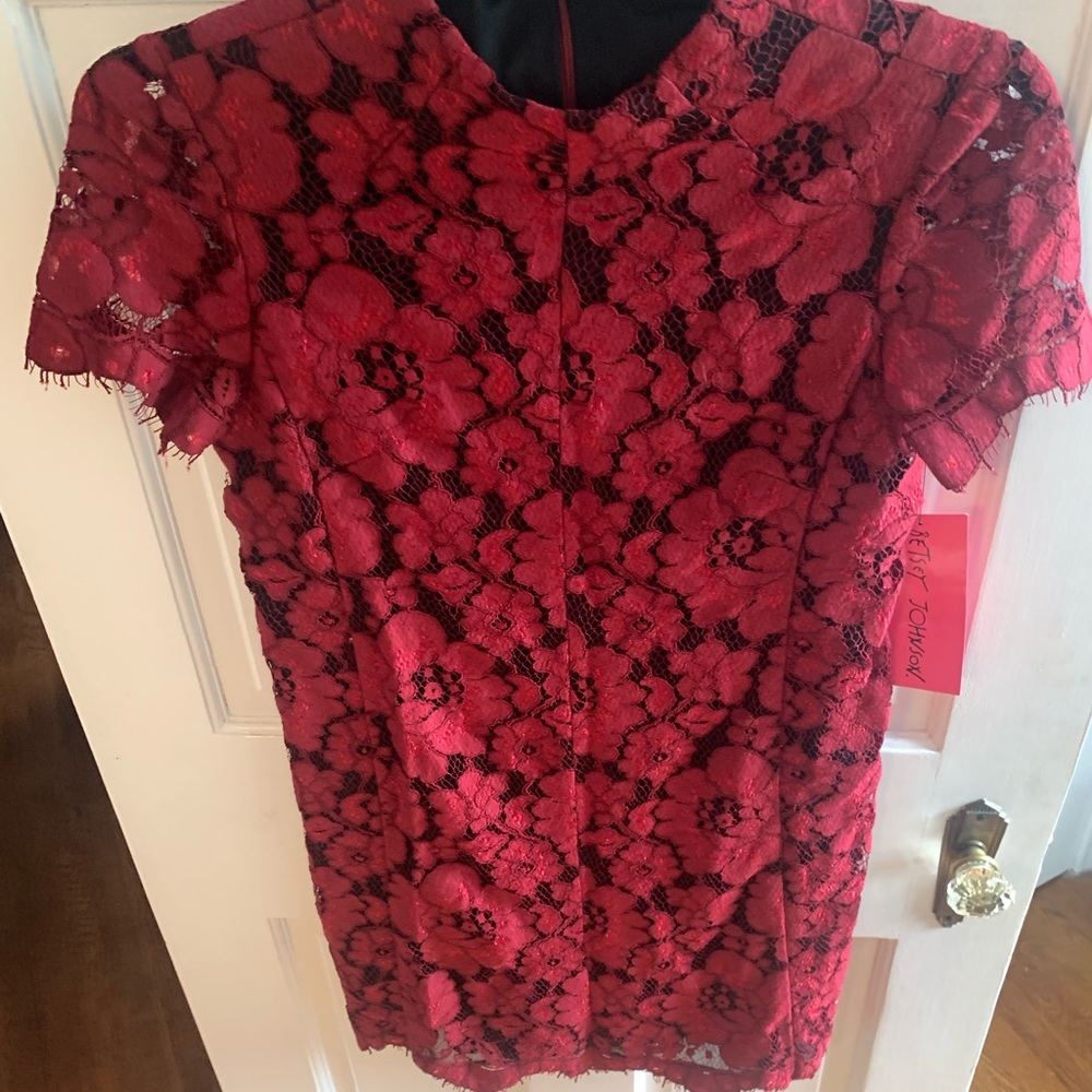 Size 14 red floral Betsy Johnson dress. NWT